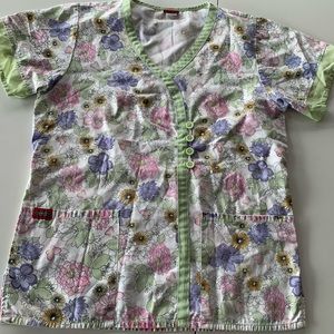 Denise Retro Look Floral Scrub Top-Small